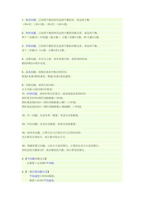 应用题公式大全