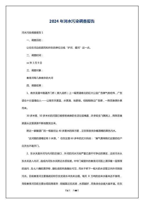 2024年河水污染调查报告