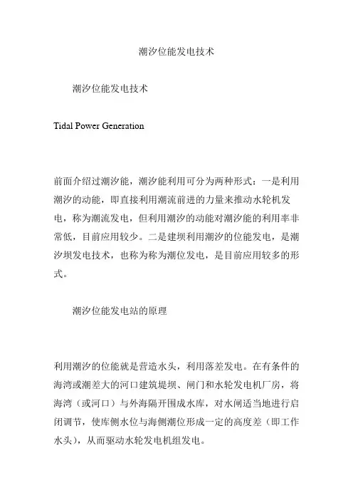 潮汐位能发电技术