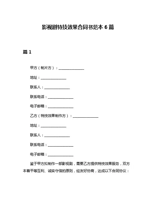 影视剧特技效果合同书范本6篇