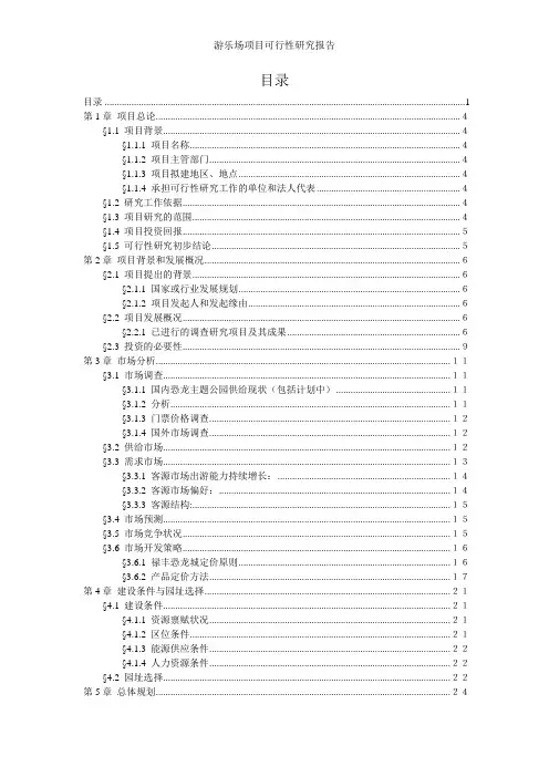 游乐场项目可行性报告