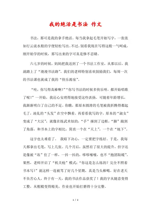 这是我的绝活作文600字关于书法
