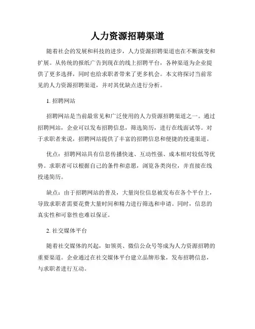 人力资源招聘渠道
