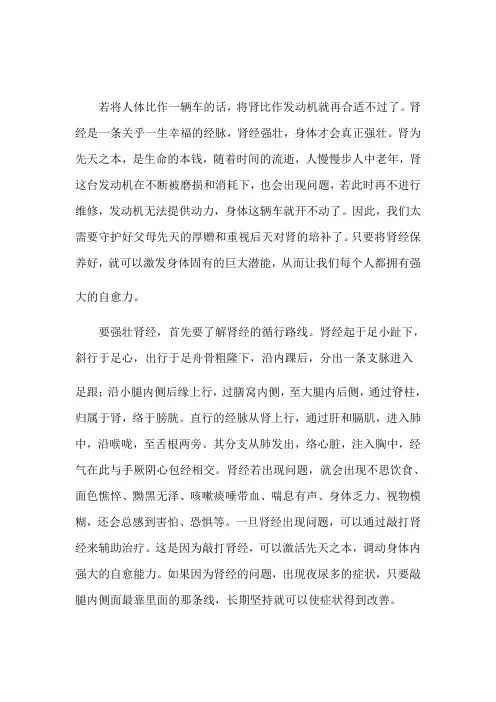 论肾经对身体的重要性