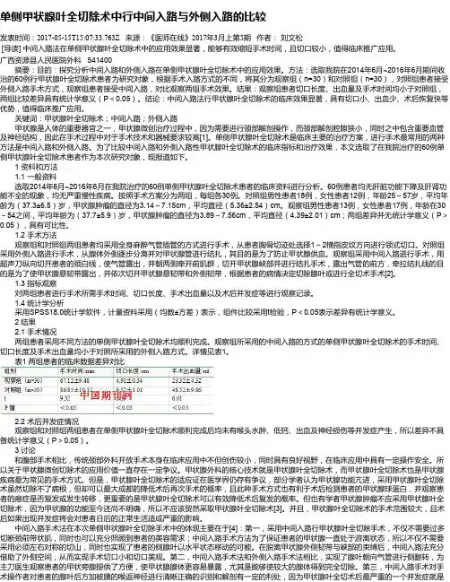 单侧甲状腺叶全切除术中行中间入路与外侧入路的比较
