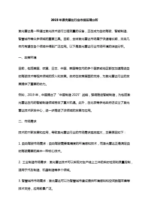 2023年激光雷达行业市场环境分析
