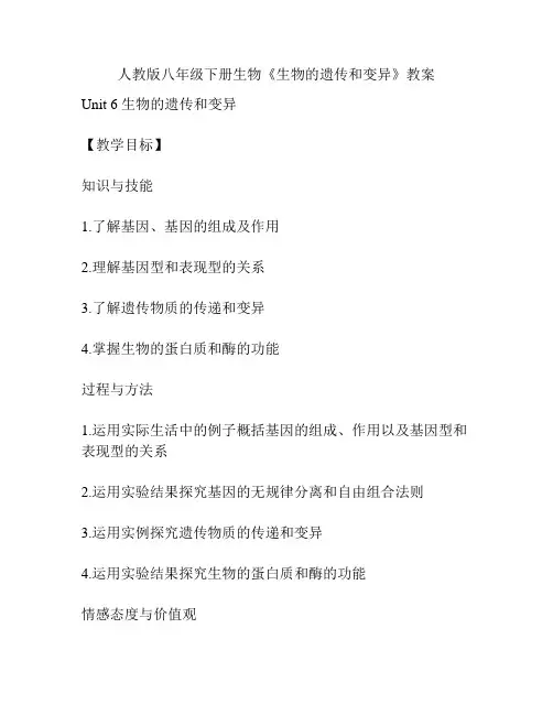 人教版八年级下册生物《生物的遗传和变异》教案