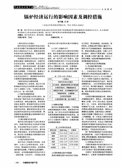 锅炉经济运行的影响因素及调控措施