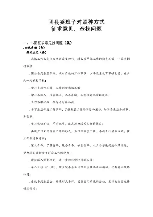 县委常委会班子成员对照11种方式查找问题、征求意见模板 2