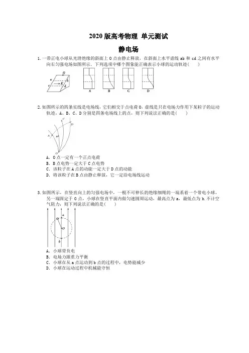 【高考复习】2020版高考物理 单元测试 静电场(含答案解析)