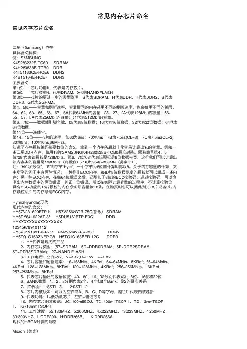 常见内存芯片命名