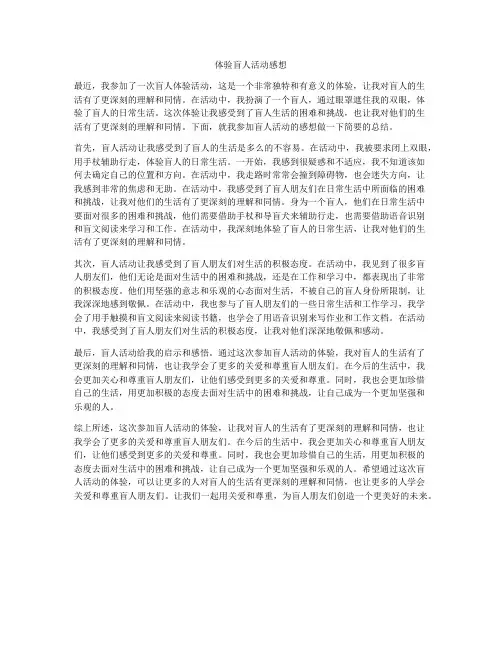 体验盲人活动感想