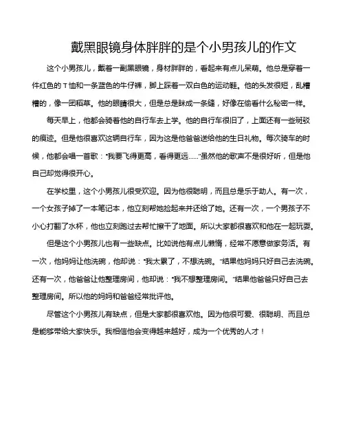 戴黑眼镜身体胖胖的是个小男孩儿的作文