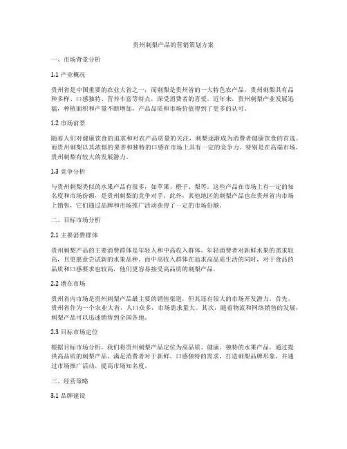贵州刺梨产品的营销策划方案