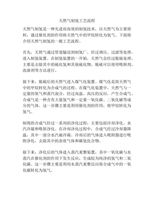 天然气制氢工艺流程