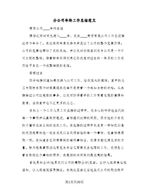 分公司年终工作总结范文（3篇）