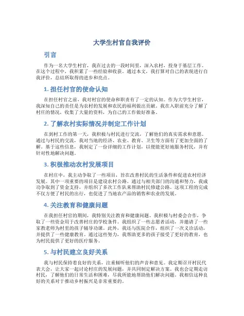 大学生村官自我评价