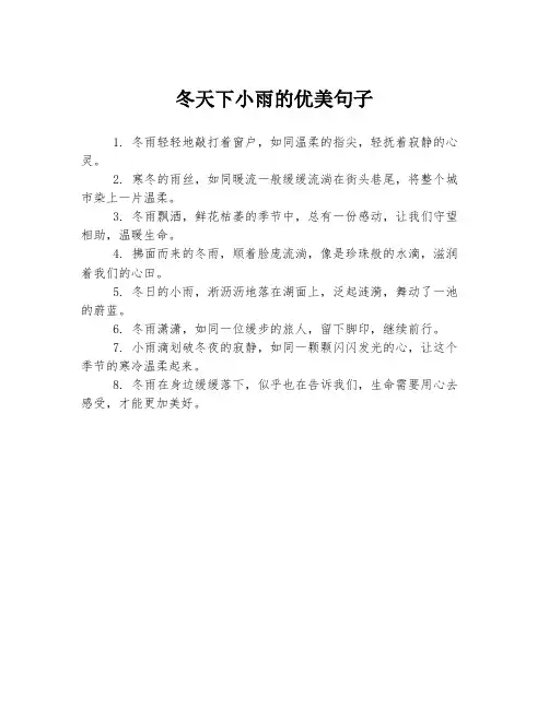冬天下小雨的优美句子