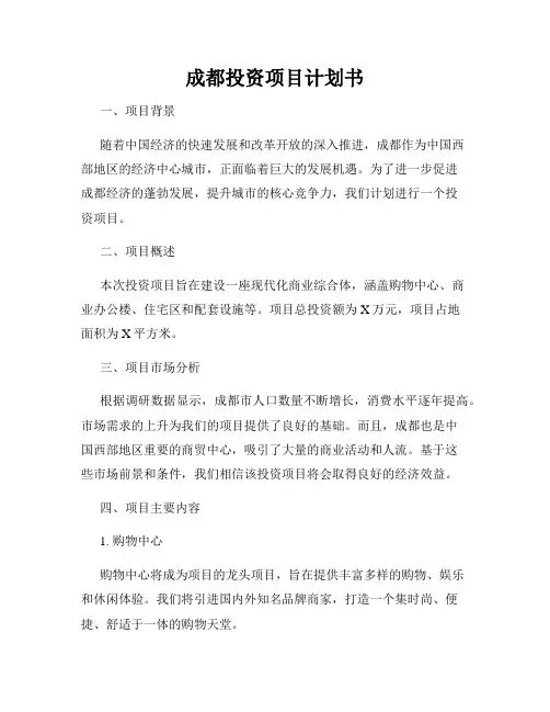 成都投资项目计划书