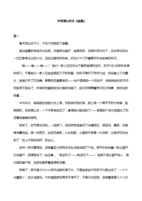 中考满分作文《盛夏》
