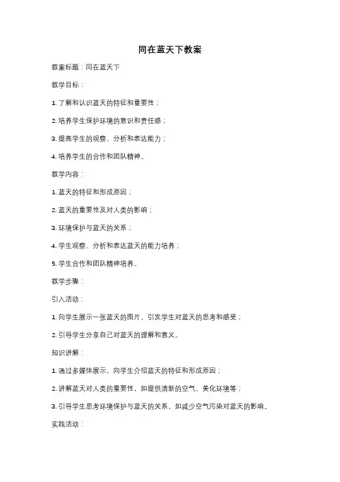 同在蓝天下教案
