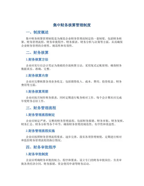 集中财务核算管理制度