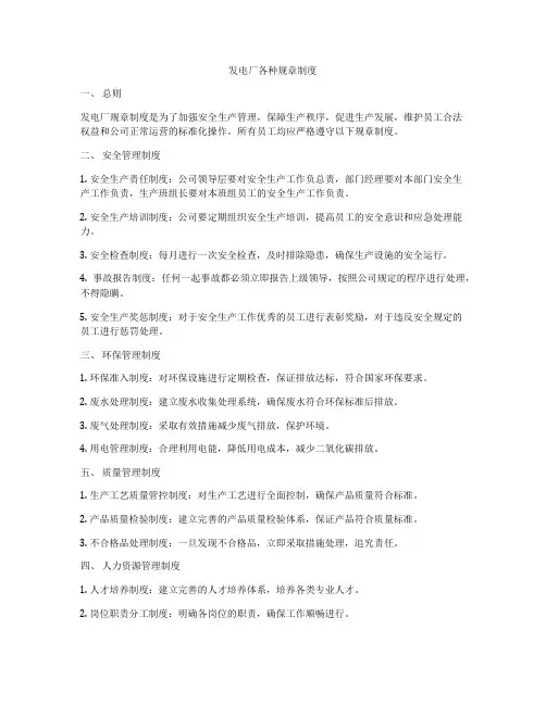 发电厂各种规章制度