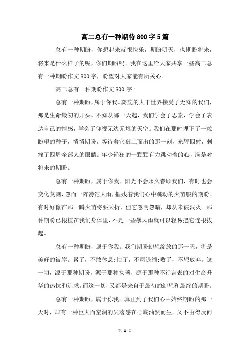 高二总有一种期待800字5篇
