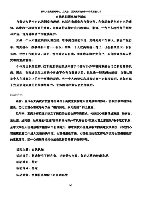 自我认识团辅方案