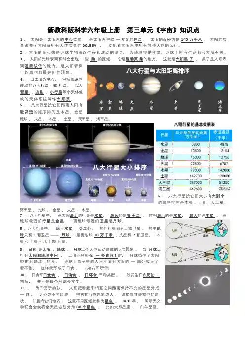 新教科版科学六年级下册复习知识点(第3单元)