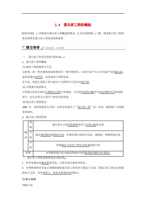 高中生物 专题一 基因工程 1.4 蛋白质工程的崛起课时