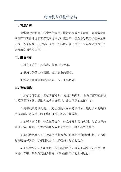 庸懒散专项整治总结