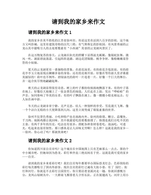 请到我的家乡来作文