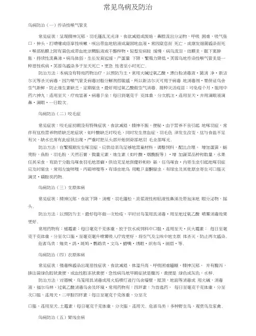 常见鸟病的防治