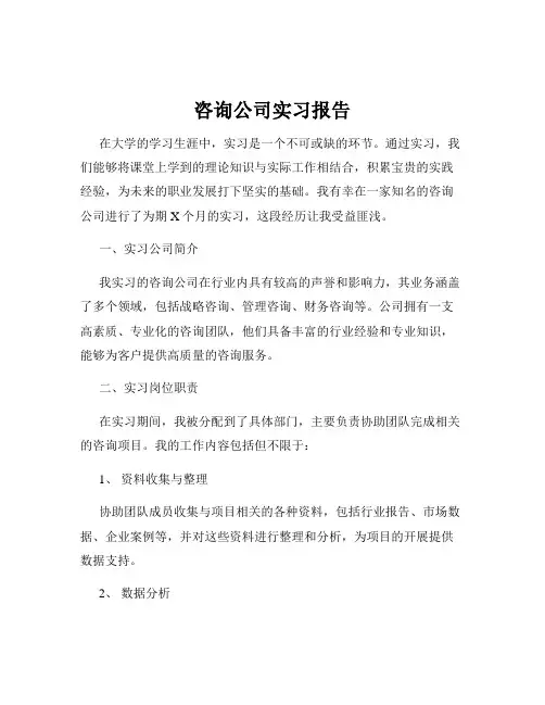 咨询公司实习报告