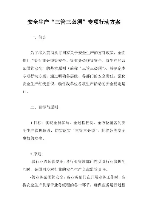 安全生产三管三必须专项行动方案