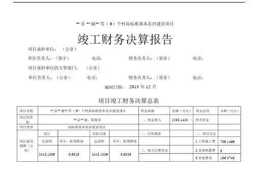(完整word)高标准基本农田项目竣工财务决算报告.docx