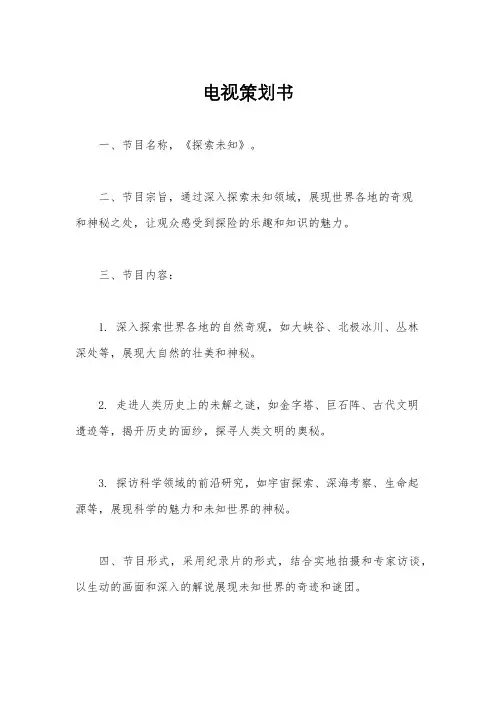 电视策划书