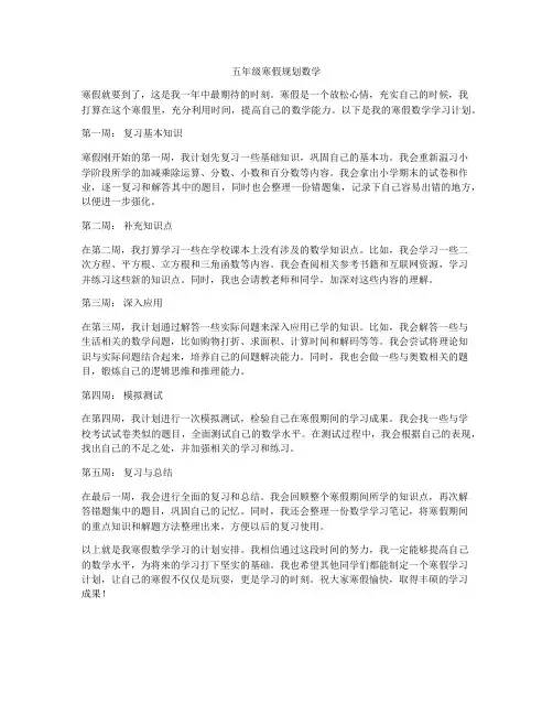 五年级寒假规划数学