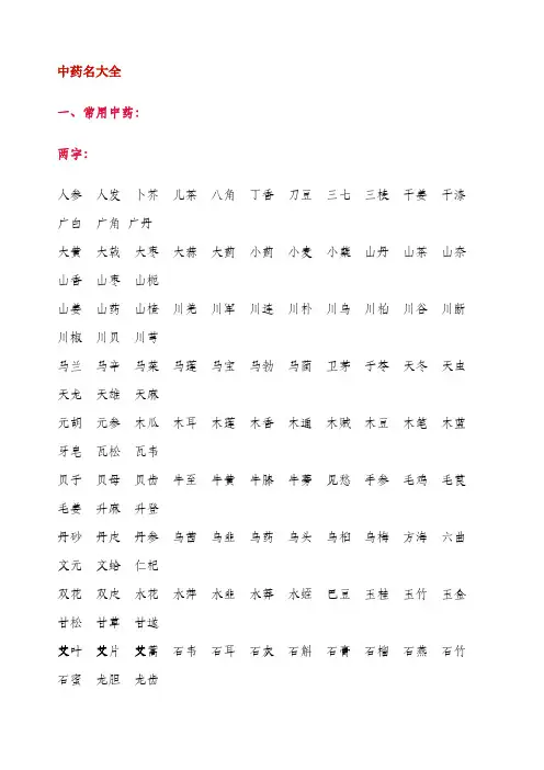 好听的中药名字