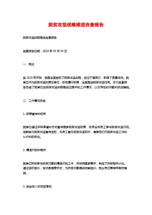 脱贫攻坚战略推进自查报告 (2)