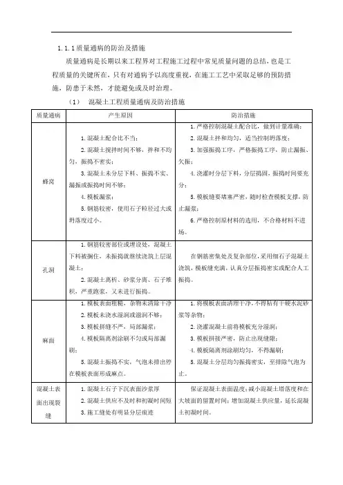 质量通病的防治及措施