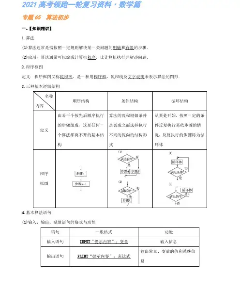 专题65 算法初步-高考数学复习资料(解析版)