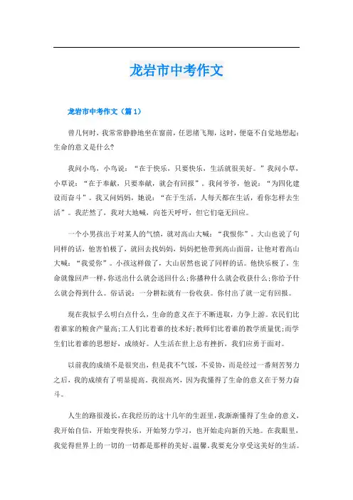 龙岩市中考作文