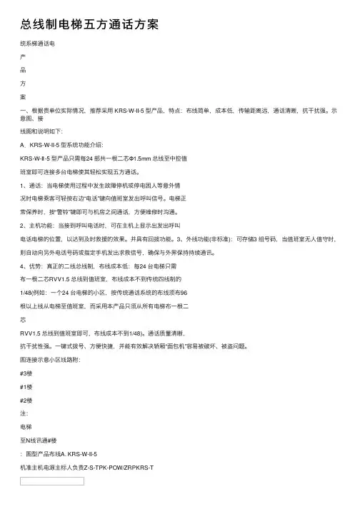 总线制电梯五方通话方案