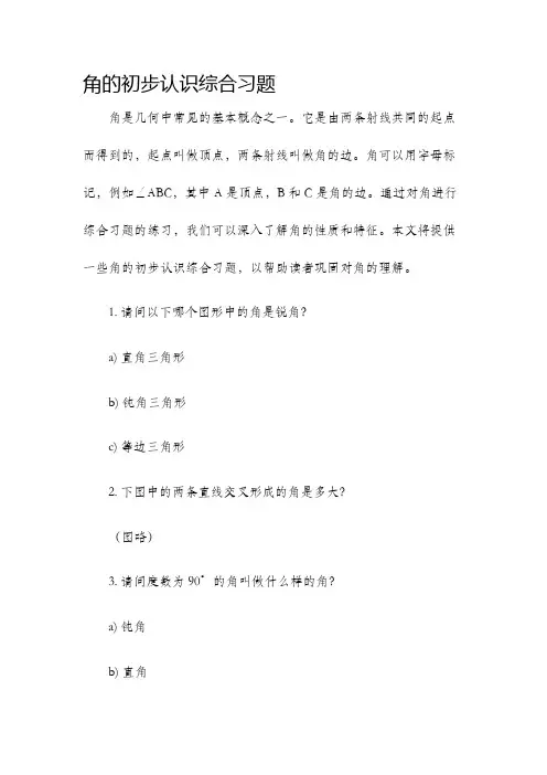 角的初步认识综合习题