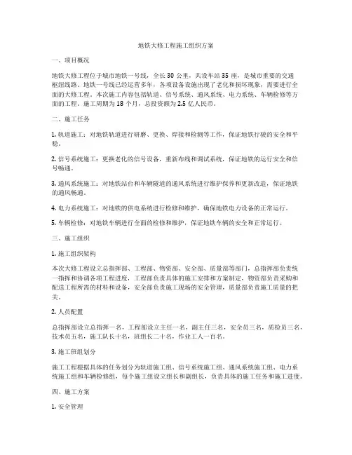 地铁大修工程施工组织方案