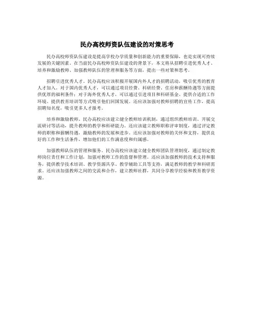 民办高校师资队伍建设的对策思考