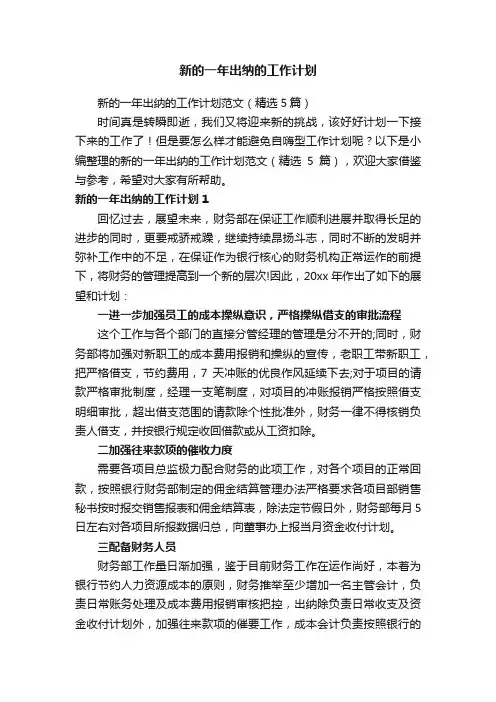 新的一年出纳的工作计划