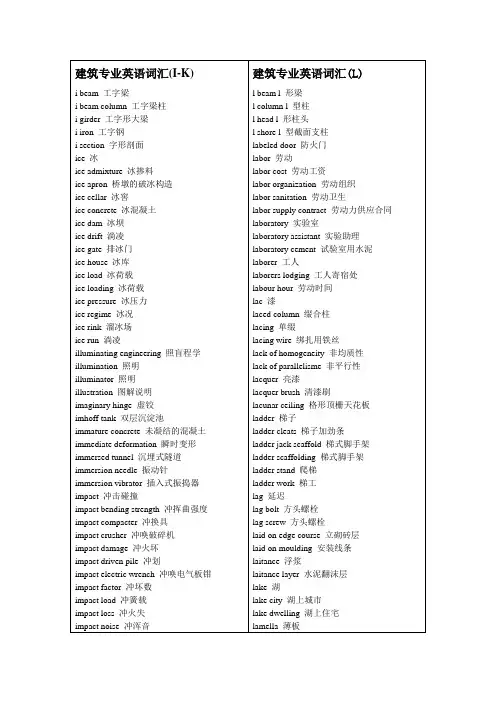 Construction English I-K-L 建筑英语词汇